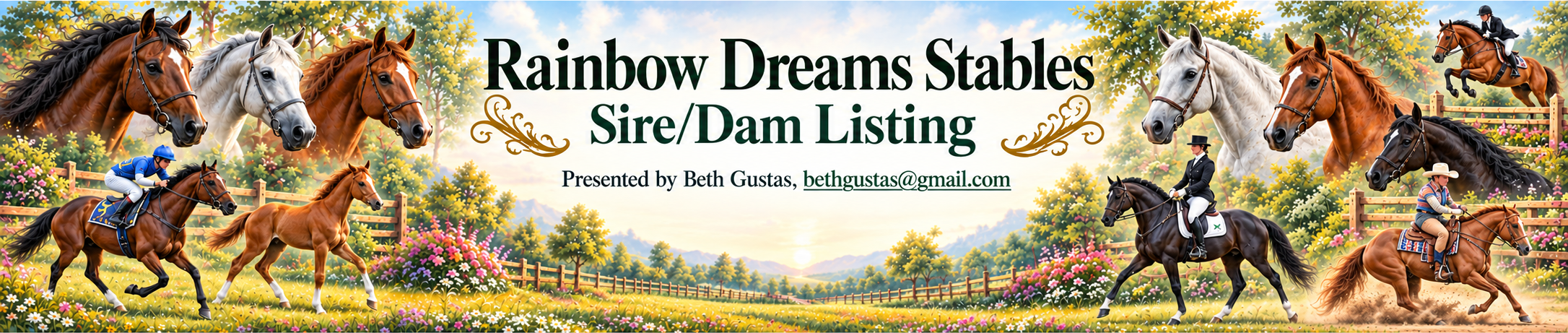 Rainbow Dreams Stables Sire/Dam Listing, Presented by Beth Gustas